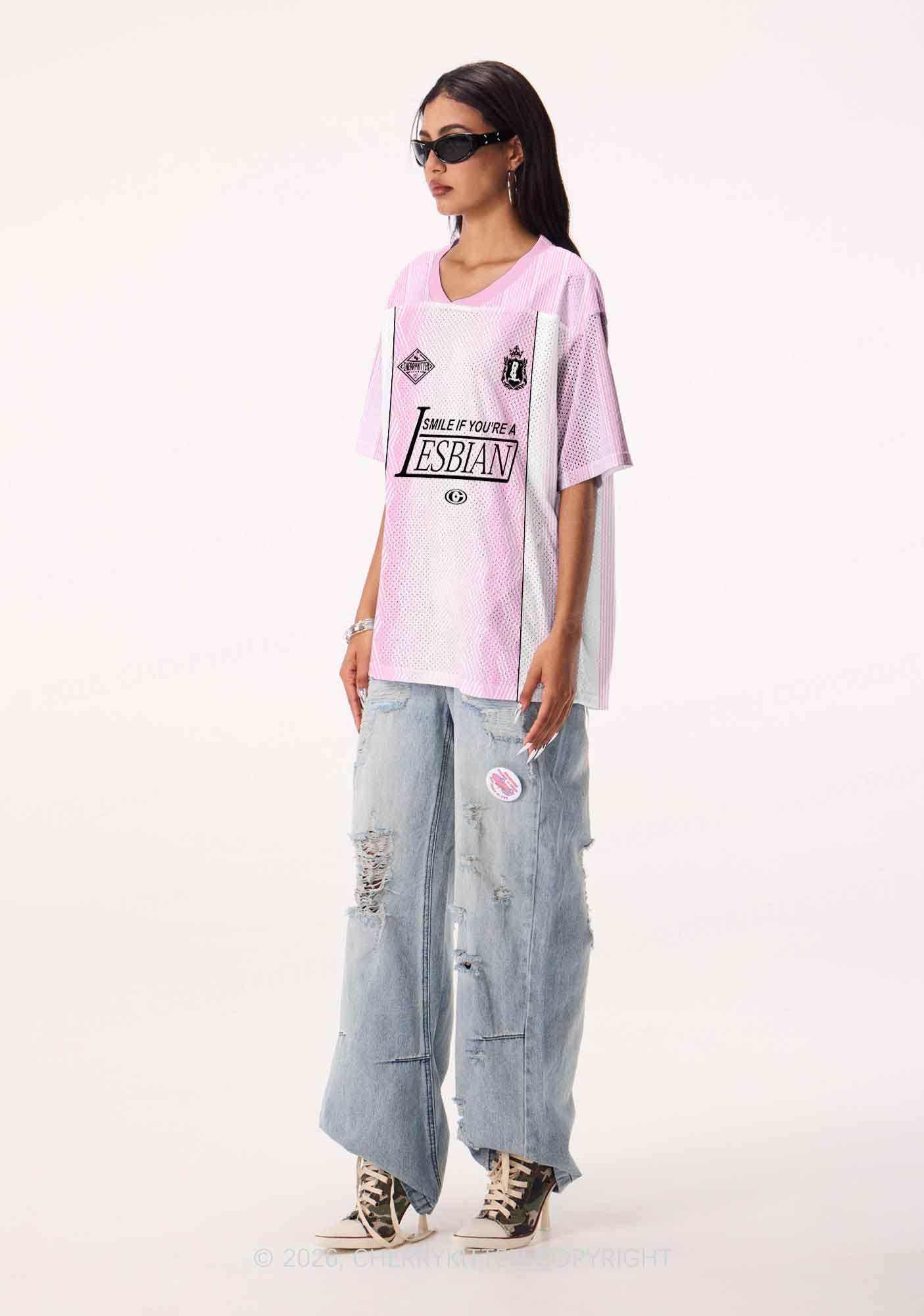 Smile If You Are Lesbian Pride Y2K Sport Jersey Shirts Cherrykitten
