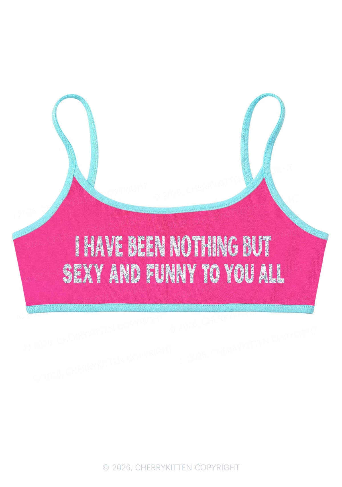 Glitter I Have Been Funny Y2K Super Crop Cami Cherrykitten
