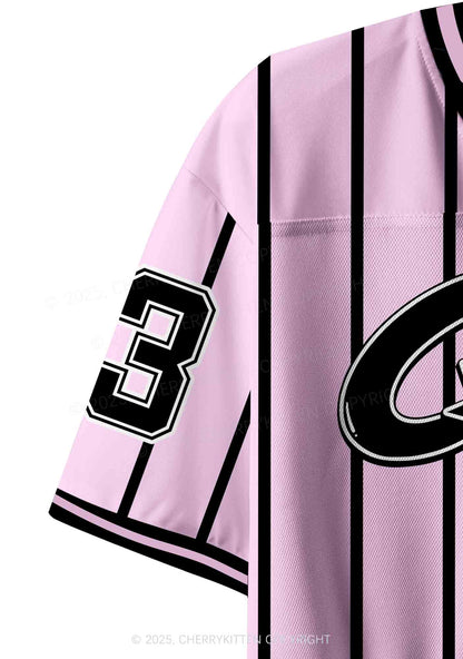 Custom Pink Striped Cxxt Y2K Crop Sport Jersey Shirts Cherrykitten