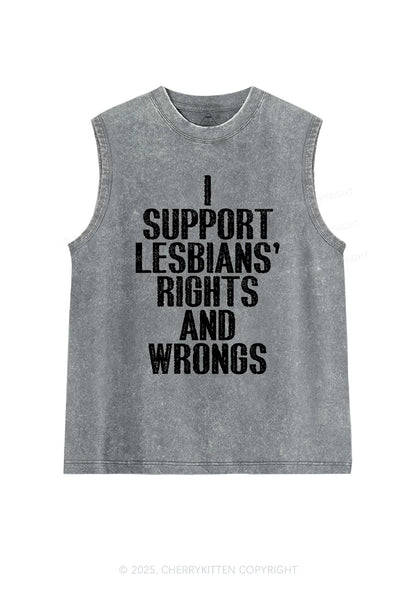 Support Lesbians Rights Pride Y2K Washed Muscle Tank Cherrykitten