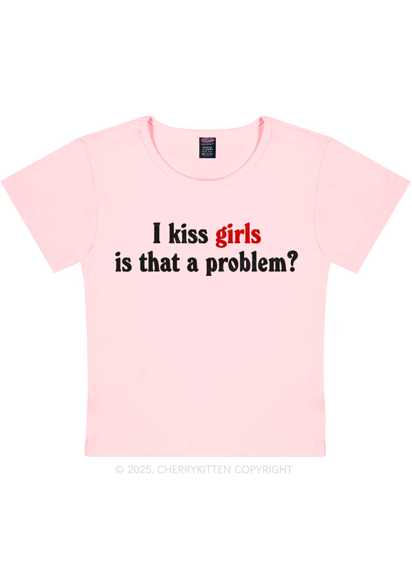 I Kiss Girls Y2K Baby Tee Cherrykitten