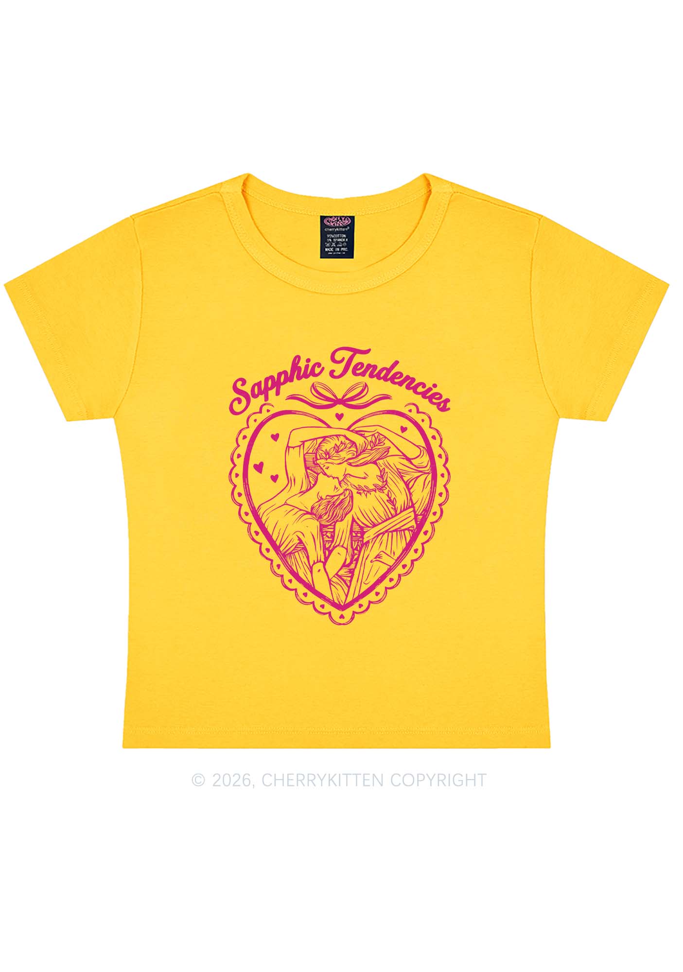 Sapphic Tendencies Art Pride Y2K Baby Tee Cherrykitten