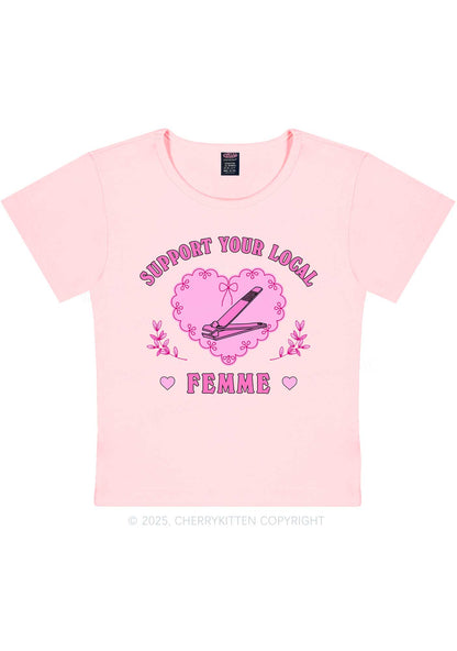 Support Your Local Femme Y2K Baby Tee Cherrykitten