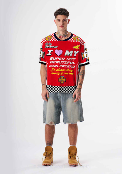 I Love My Super Hot GF Y2K Sport Jersey Shirts Cherrykitten