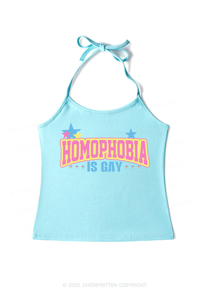 Homophobia Is Gay Pride Y2K Halter Neck Cami Cherrykitten