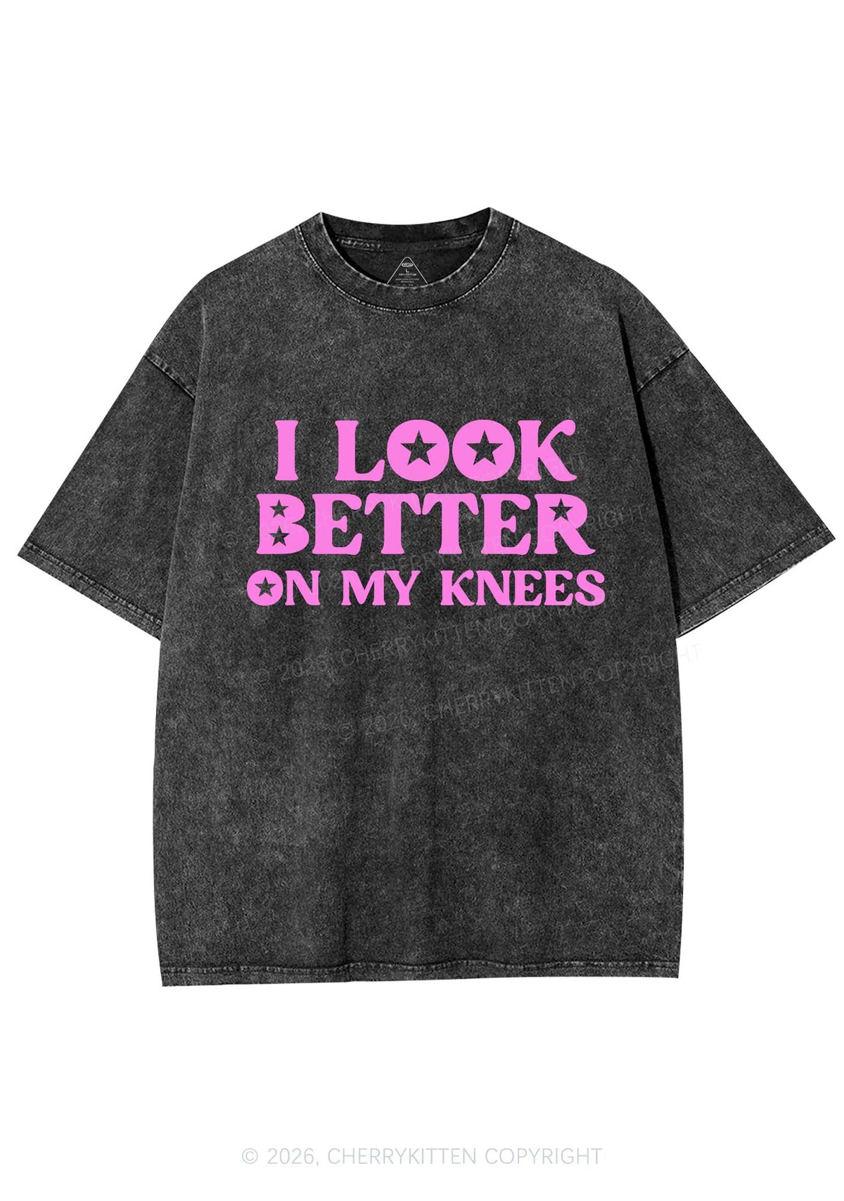 I Look Better On My Knees Y2K Shirts Washed Tee Cherrykitten