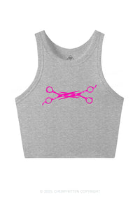 Pink Scissor Y2K Crop Tank Top Cherrykitten