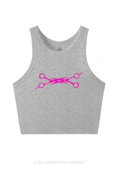 Pink Scissor Y2K Crop Tank Top Cherrykitten