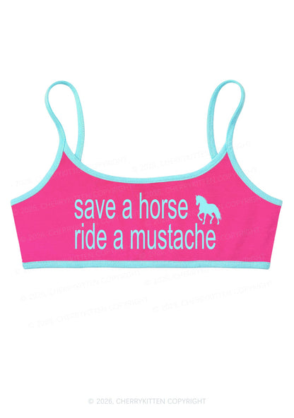 Ride A Mustache Y2K Super Crop Cami Cherrykitten