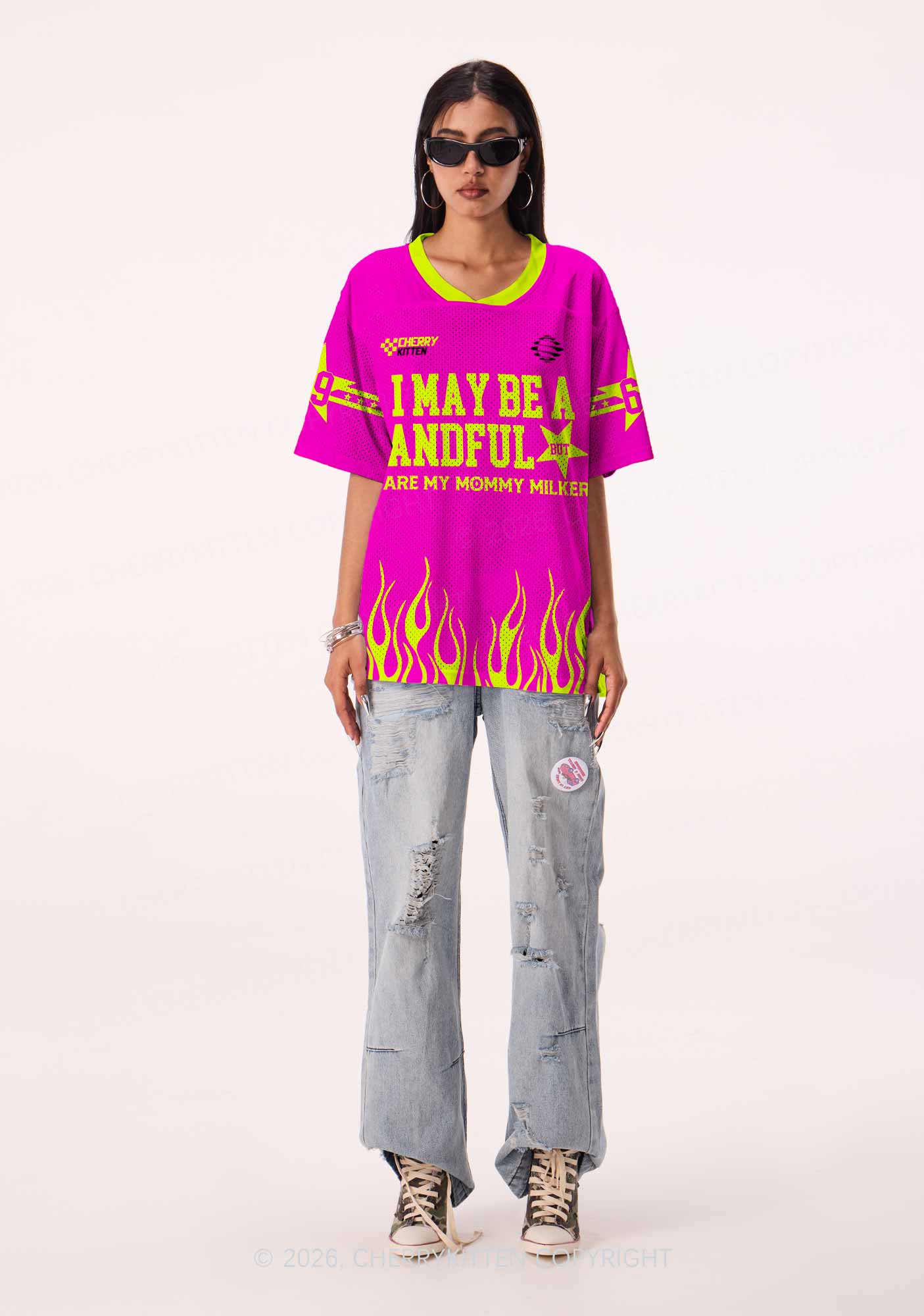 Handful Mommy Milkers Y2K Sport Jersey Shirts Cherrykitten