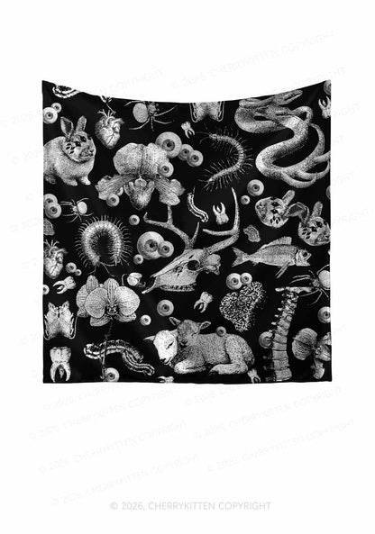 Halloween Goth Animal Bone Skull Y2K Print Square Bandana Cherrykitten
