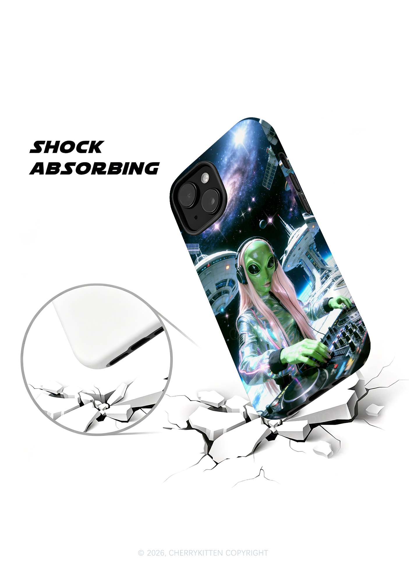 Space Alien DJ Y2K Phone Case Cherrykitten