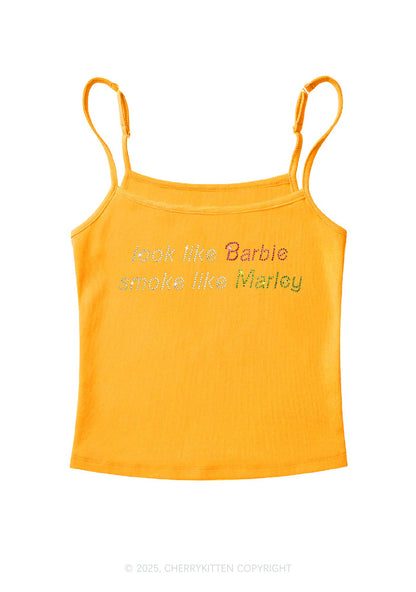 Rhinestone Smoke Like Marley Y2K Spaghetti Strap Cami Cherrykitten