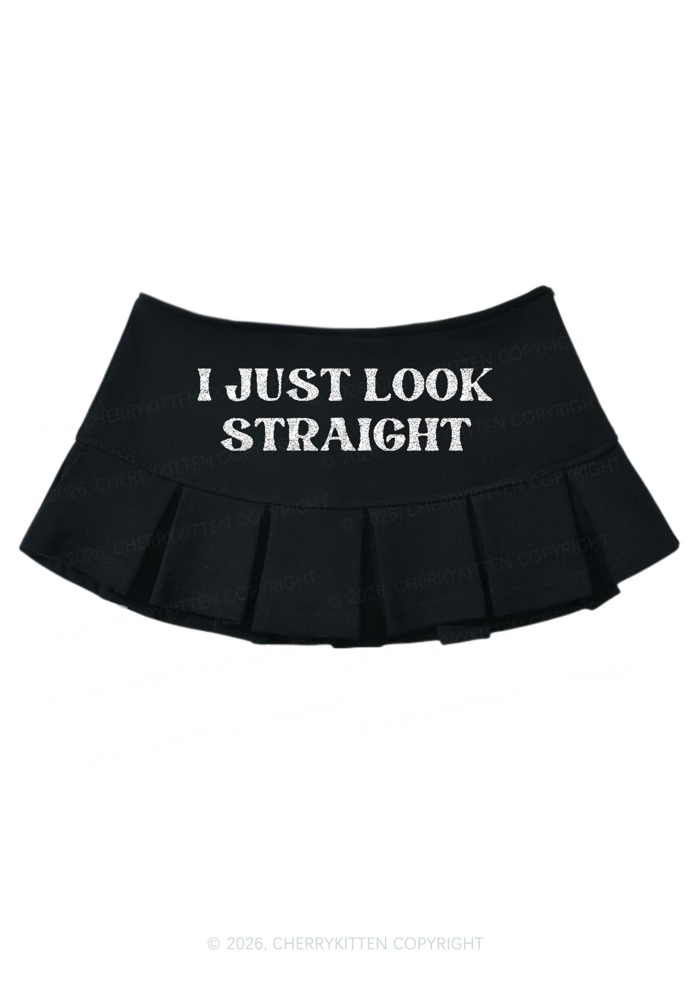 Glitter I Just Look Straight Pride Y2K Mini Pleated Skirts Cherrykitten