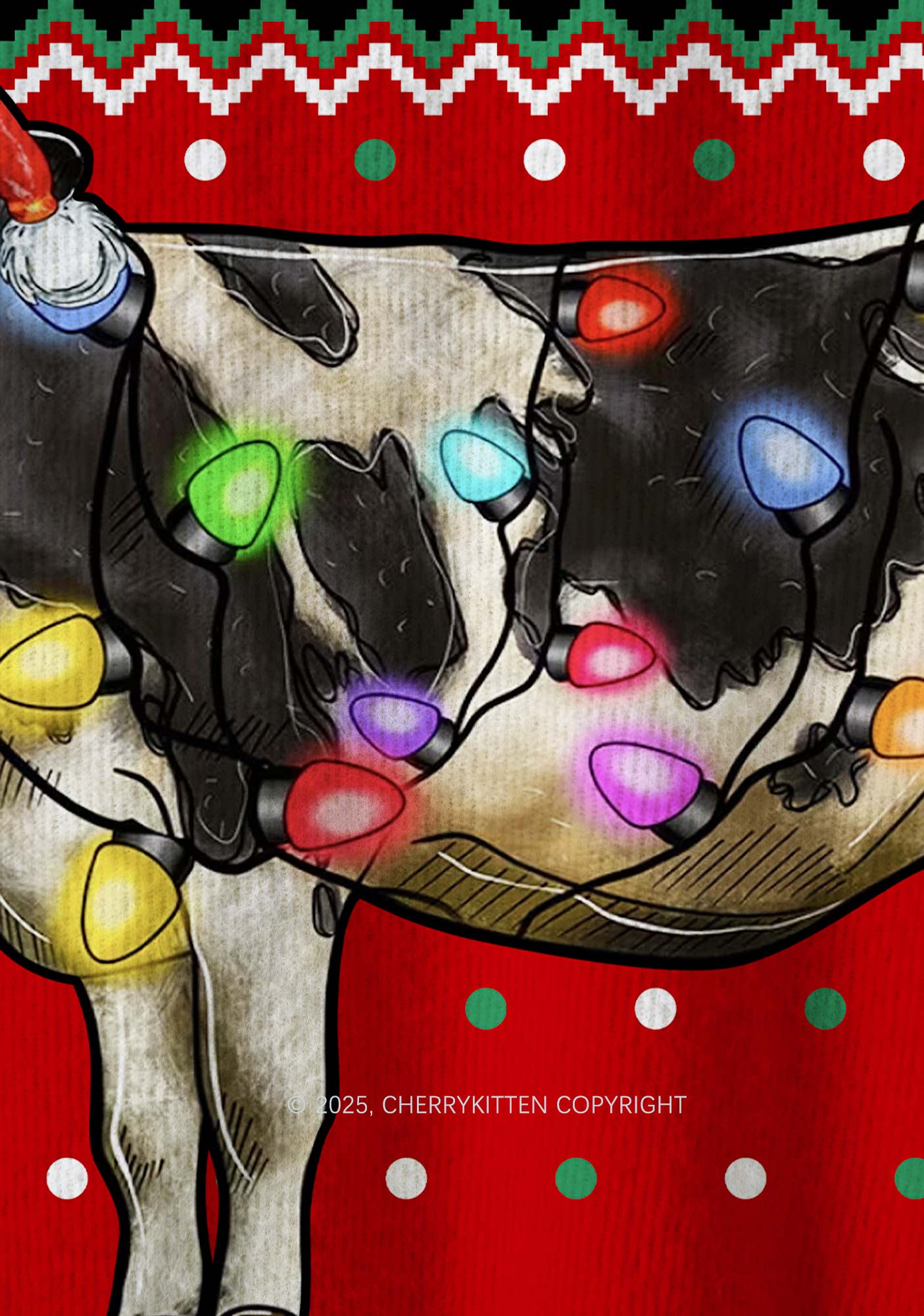 Glitter Cow Y2K Christmas Knit Sweatshirt Cherrykitten