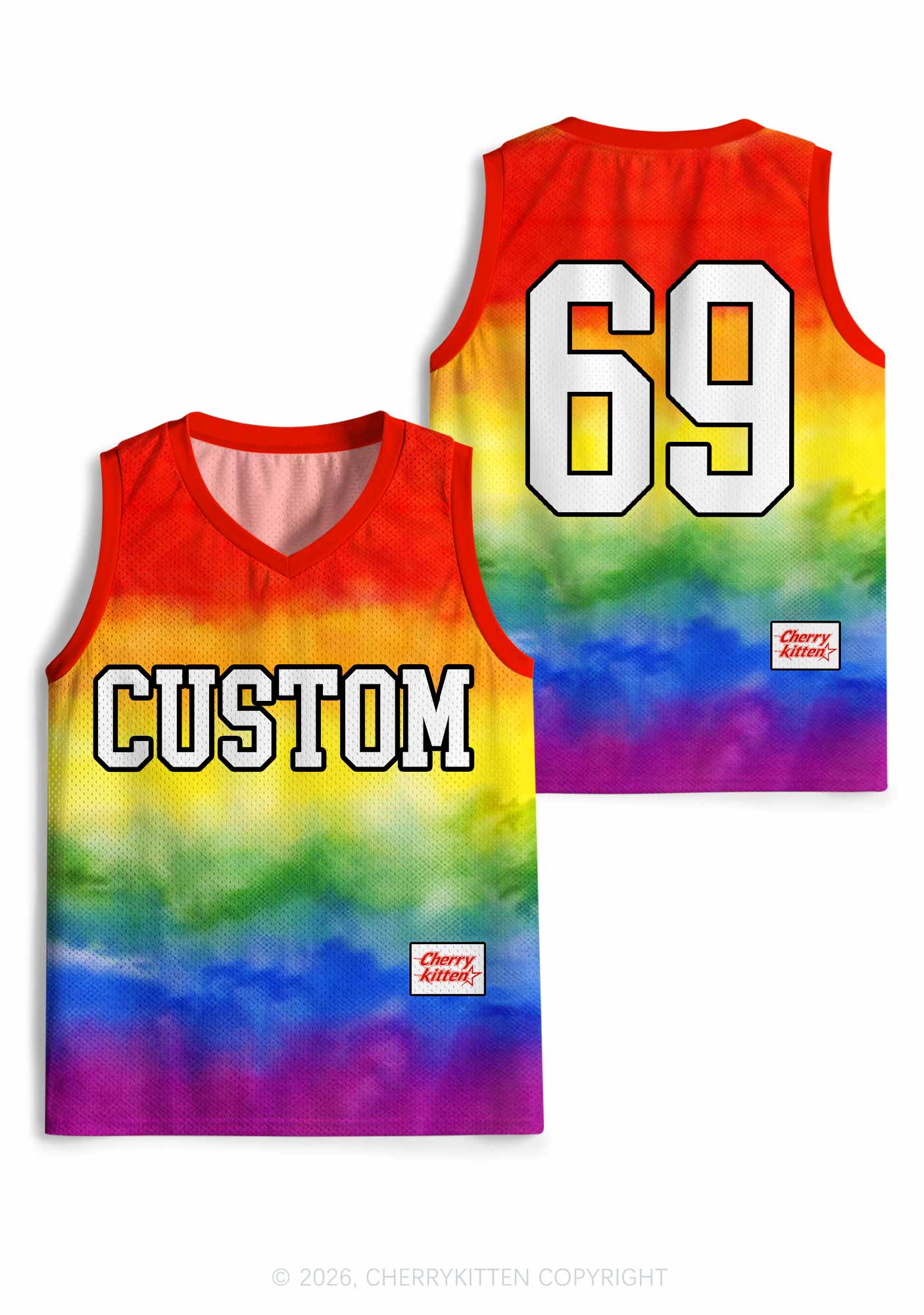 Custom Rainbow Flag Pride Y2K Sport Jersey Tank Cherrykitten