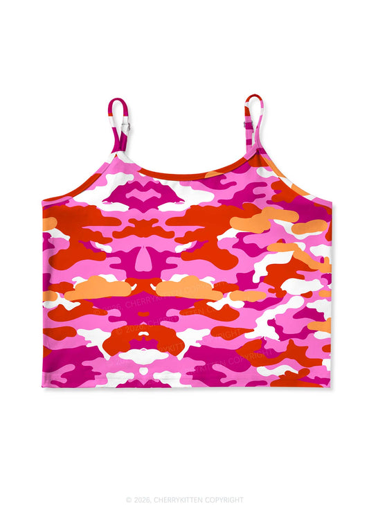 Lesbian Camouflage Pride Y2K Print Cami Crop Top Cherrykitten