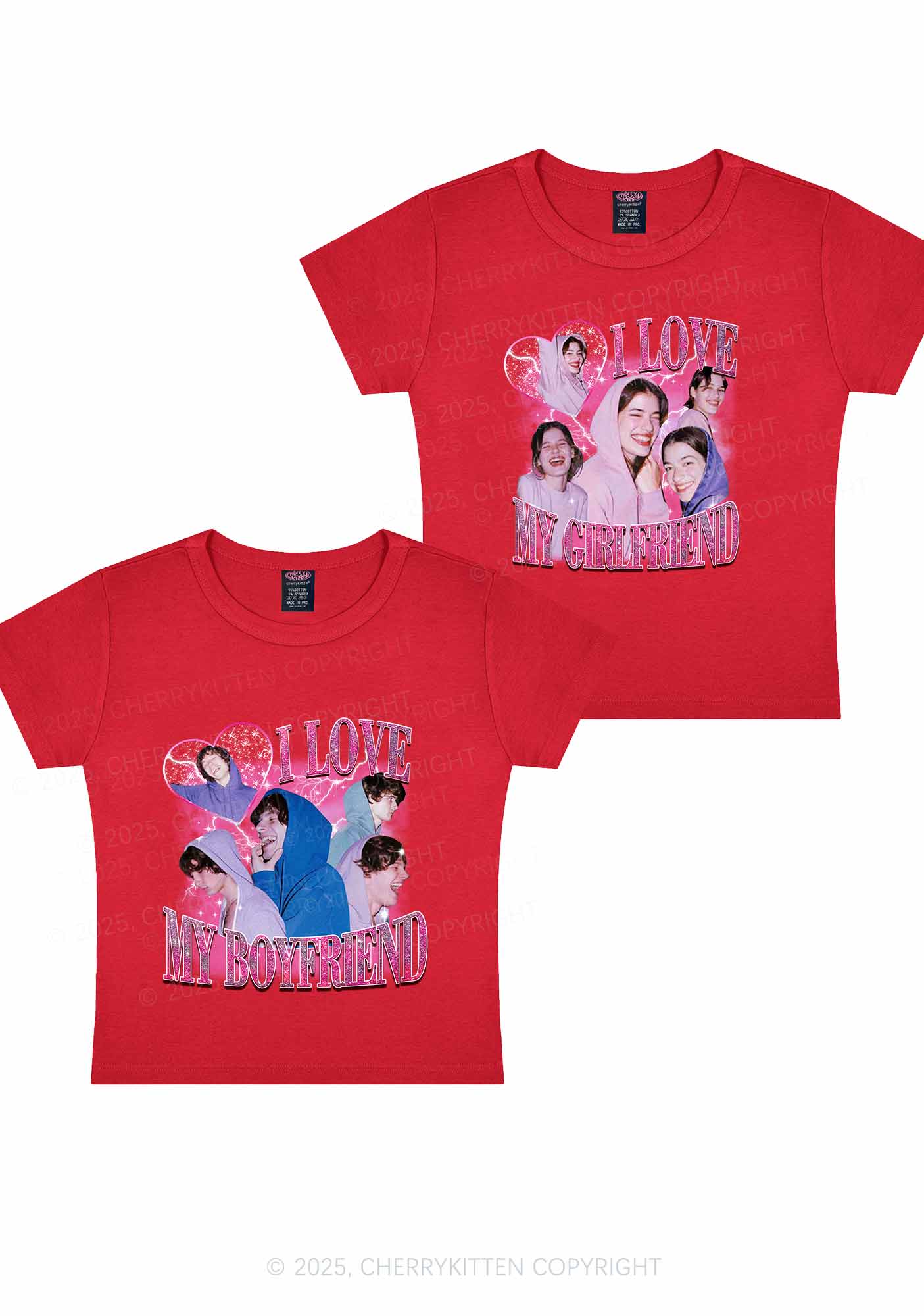 Custom Photos I Love GF BF Y2K Valentine's Day Baby Tee Cherrykitten