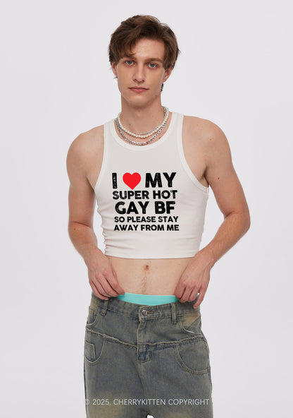 I Love My Hot BF Pride Y2K Crop Tank Top Cherrykitten