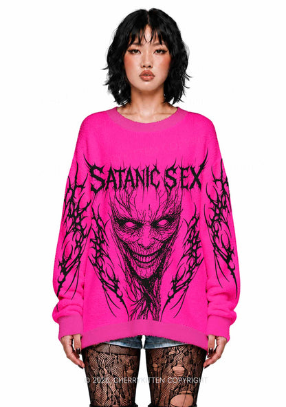 Halloween Satanic Sx Y2K Knit Sweatshirt Cherrykitten
