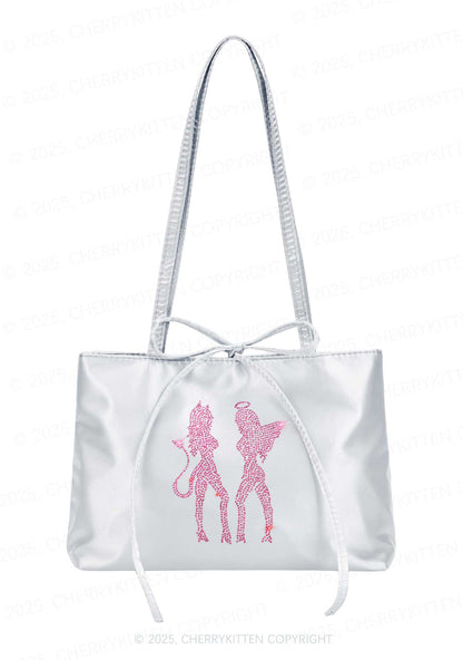 Rhinestone Dancing Girls Y2K Satin Bags Cherrykitten