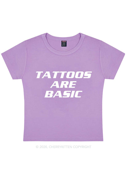 Tattoos Are Basic Y2K Baby Tee Cherrykitten