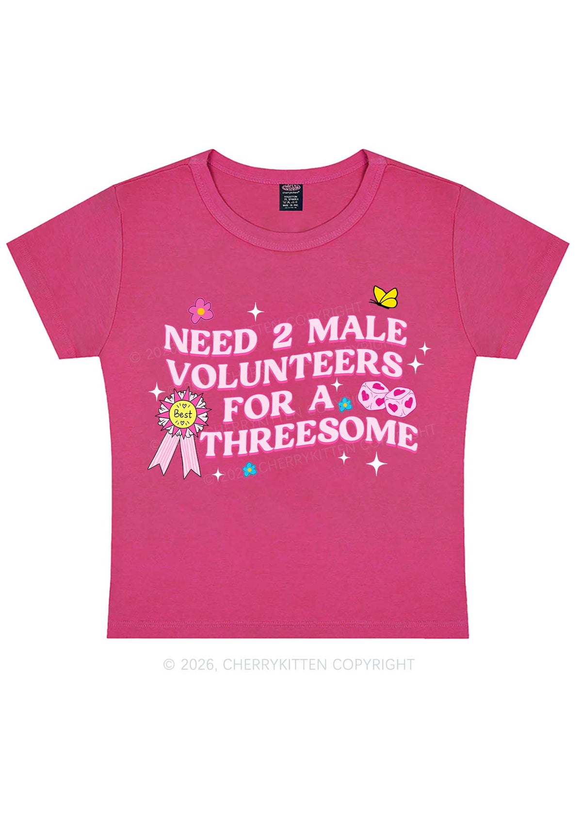 Two Male Volunteers For Threesome Y2K Baby Tee Cherrykitten