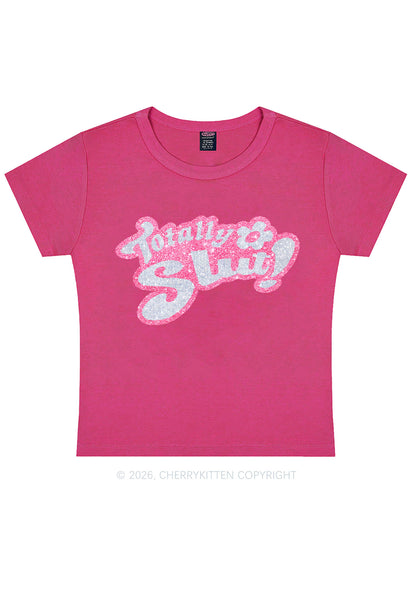 Glitter Totally Slxt Y2K Baby Tee Cherrykitten