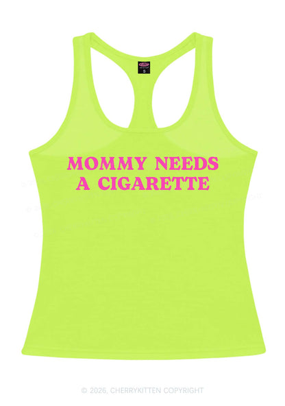 Mommy Needs A Cigarette Y2K Women Racerback Tank Top Cherrykitten