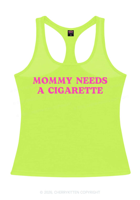 Mommy Needs A Cigarette Y2K Women Racerback Tank Top Cherrykitten