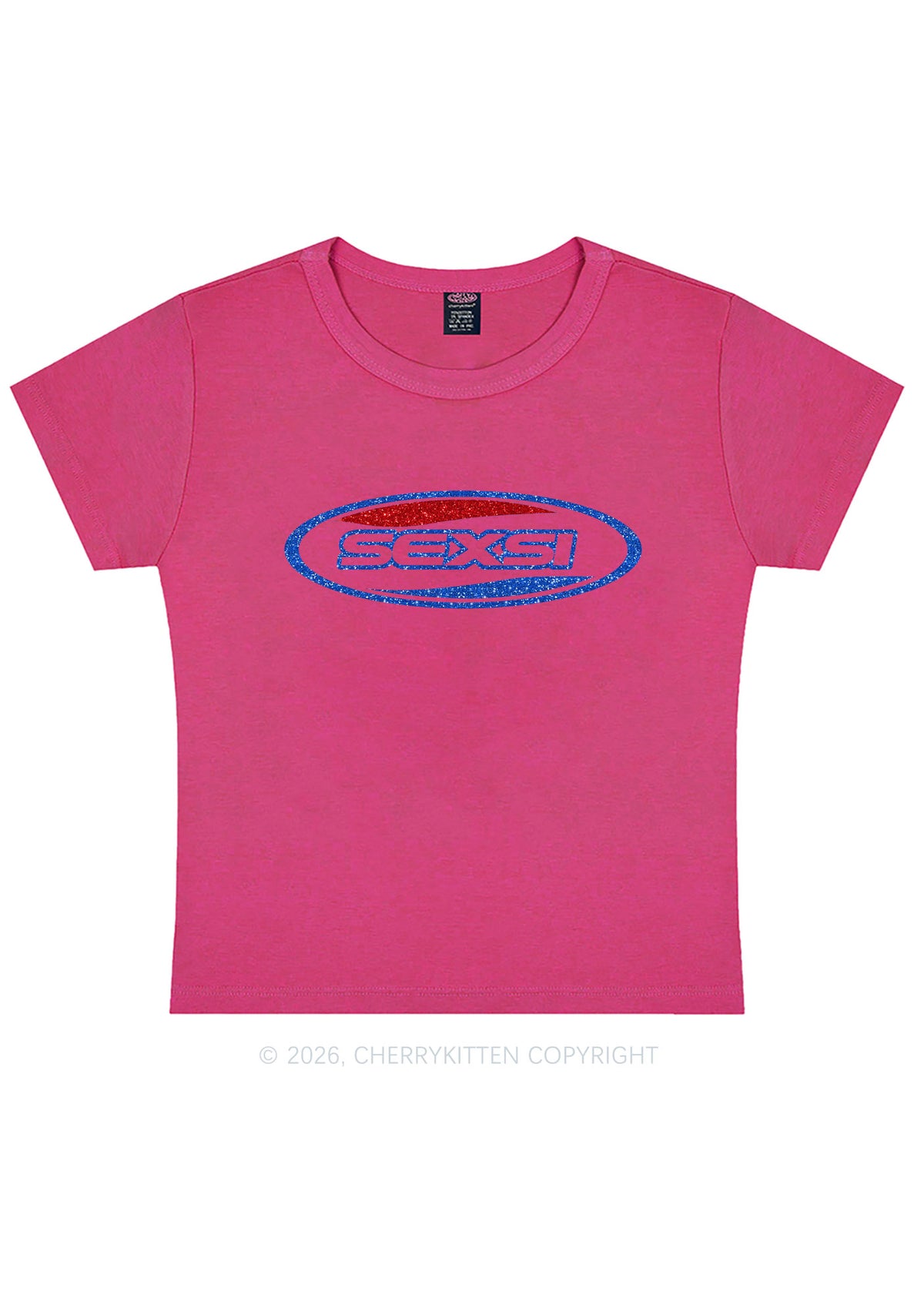 Glitter Sexsi Slogan Y2K Baby Tee Cherrykitten