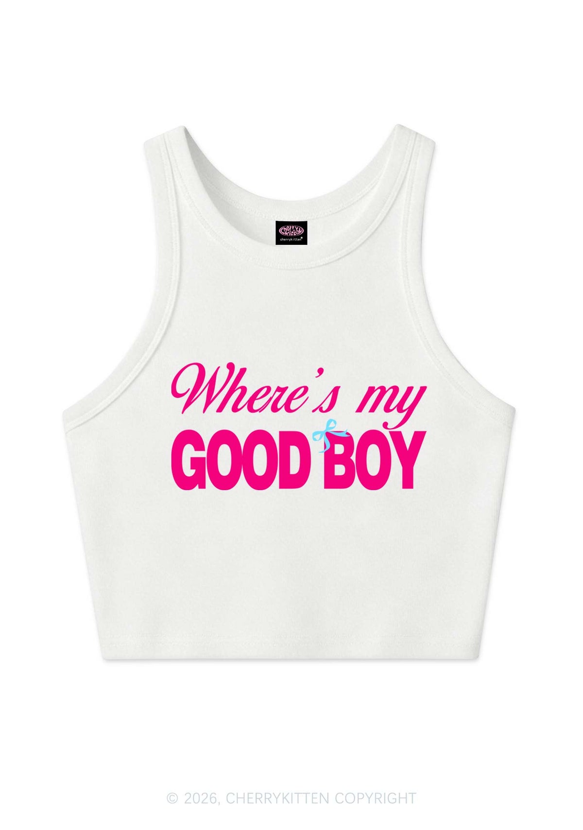 Wheres My Good Boy Y2K Crop Tank Top Cherrykitten