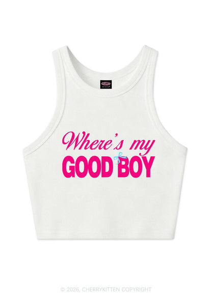 Wheres My Good Boy Y2K Crop Tank Top Cherrykitten