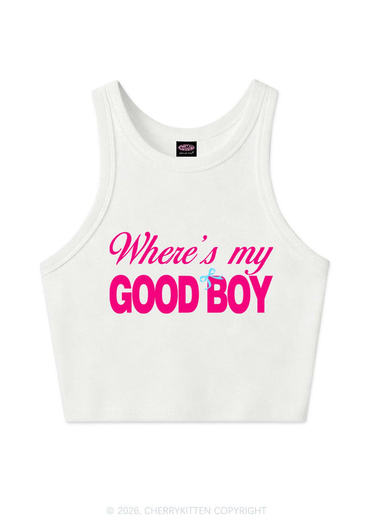 Wheres My Good Boy Y2K Crop Tank Top Cherrykitten