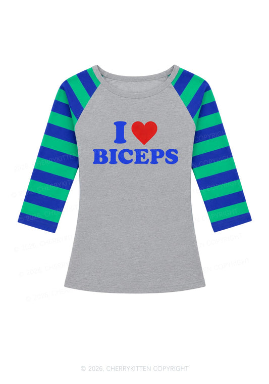 I Love Biceps Y2K Raglan Sleeve Crop Top Cherrykitten