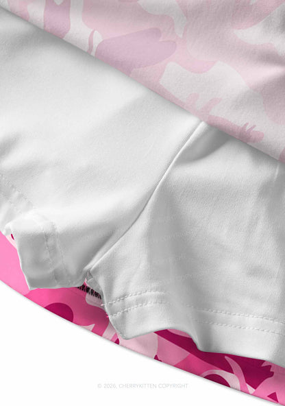 Pink Camo Women Figure Y2K Print Mini Skirt Cherrykitten