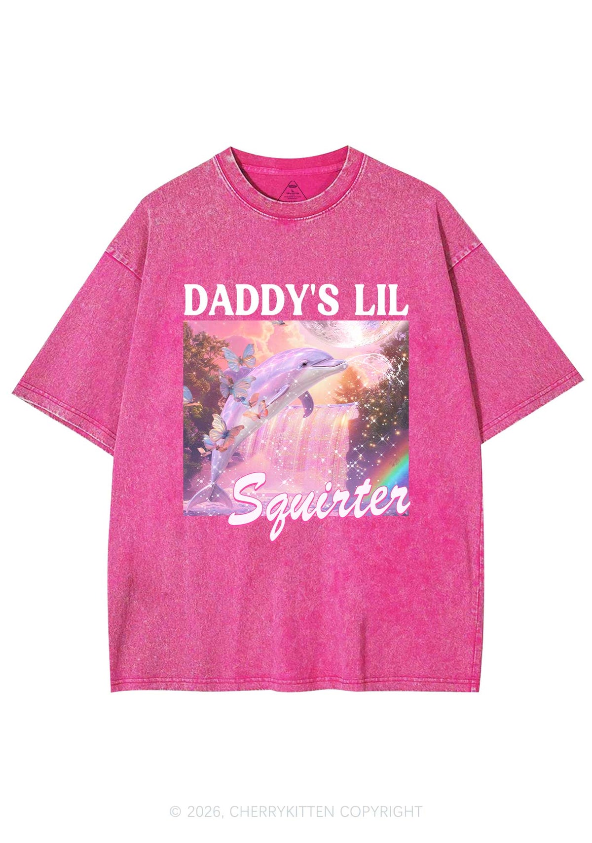 Daddys Lil Squirter Dolphin Y2K Shirts Washed Tee Cherrykitten