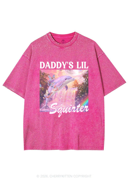 Daddys Lil Squirter Dolphin Y2K Shirts Washed Tee Cherrykitten