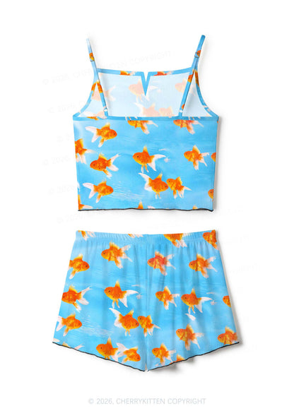 Goldfish Y2K Print Cami Shorts Pajama Set Cherrykitten