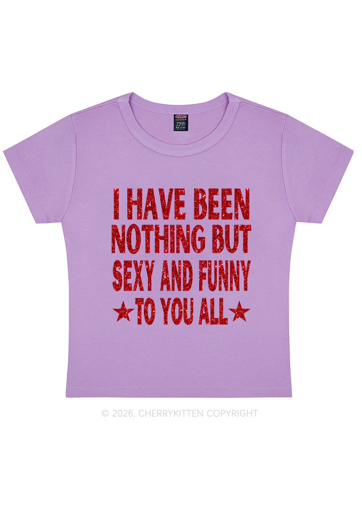 Glitter I Have Been Funny Y2K Baby Tee Cherrykitten