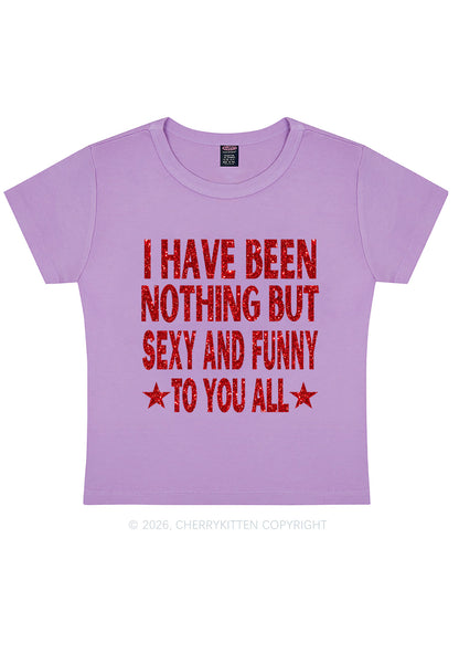 Glitter I Have Been Funny Y2K Baby Tee Cherrykitten