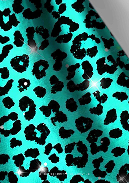 Turquoise Green Leopard Y2K Print Headband Cherrykitten
