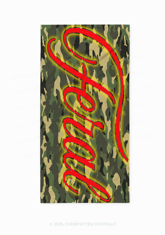 Feral Camo Y2K Beach Towel Cherrykitten