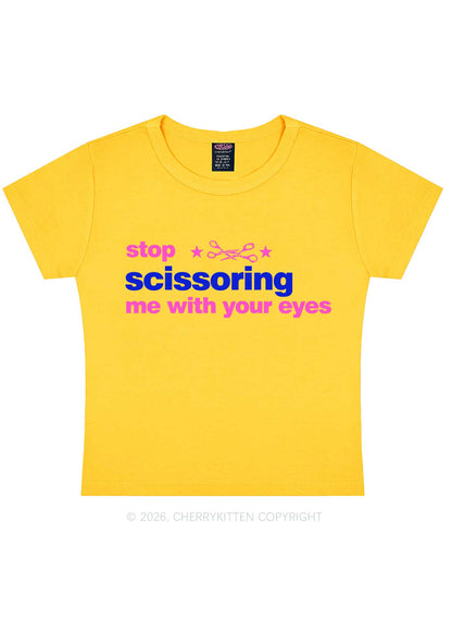Stop Scissoring Me Pride Y2K Baby Tee Cherrykitten