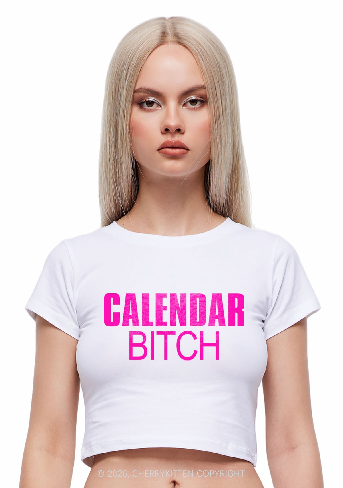Calendar Bxxch Y2K Baby Tee Cherrykitten
