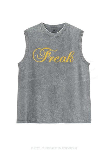 Glitter Freak Y2K Washed Muscle Tank Cherrykitten