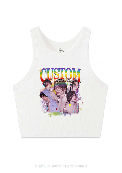 Custom Rainbow Text Pride Y2K Crop Tank Top Cherrykitten