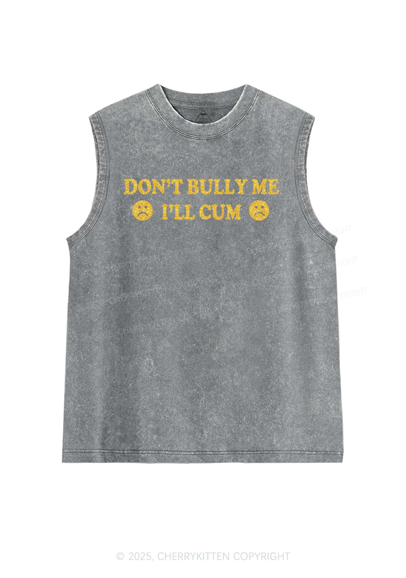 Glitter Dont Bully Me Y2K Washed Muscle Tank Cherrykitten