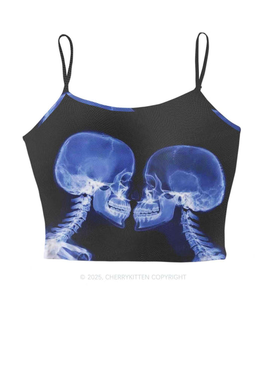 X Ray Skull Kiss Y2K Mesh Cami Tank Cherrykitten