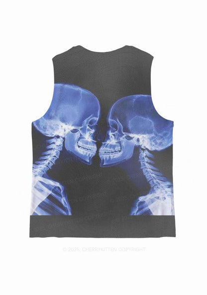 X Ray Skull Kiss Y2K Mesh Muscle Tank Cherrykitten